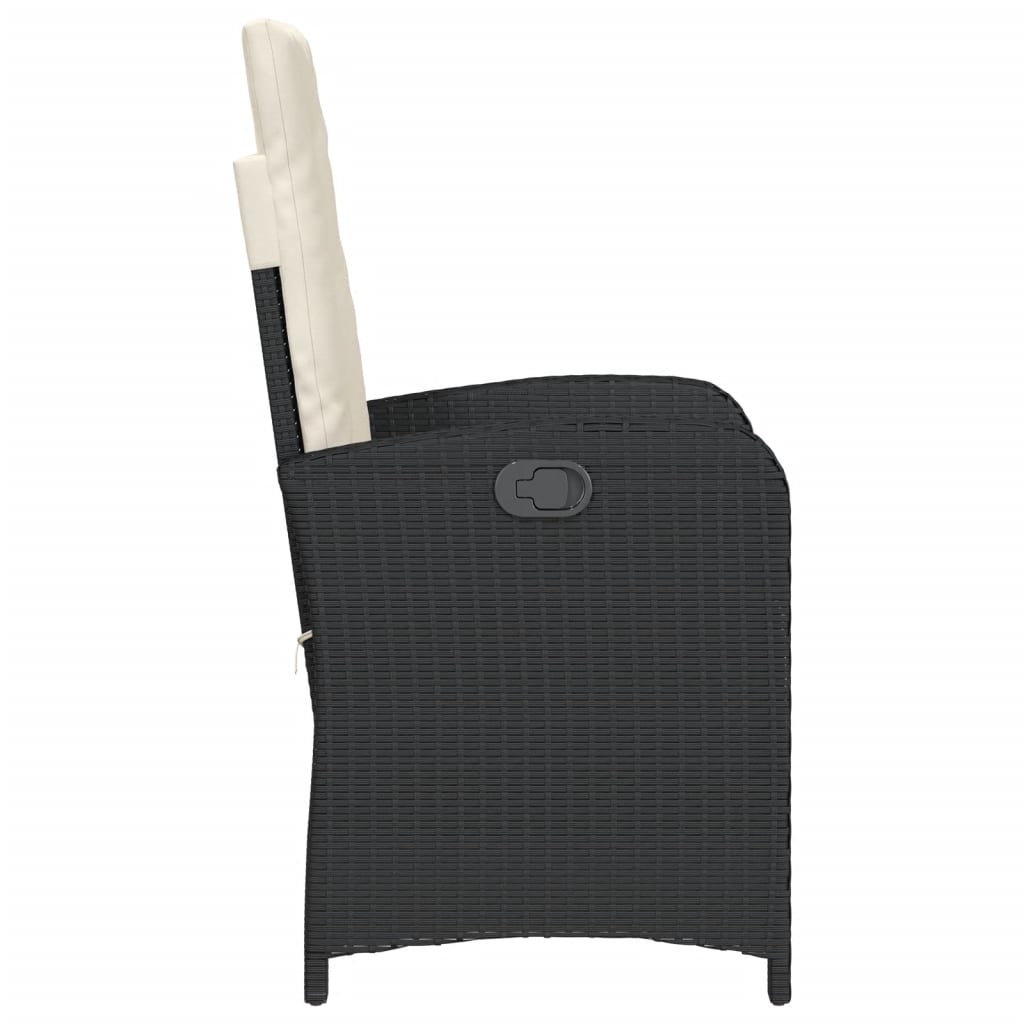 Tuinstoel verstelbaar met kussens poly rattan zwart is nu te koop bij PeponiXL, paradijselijk wonen!