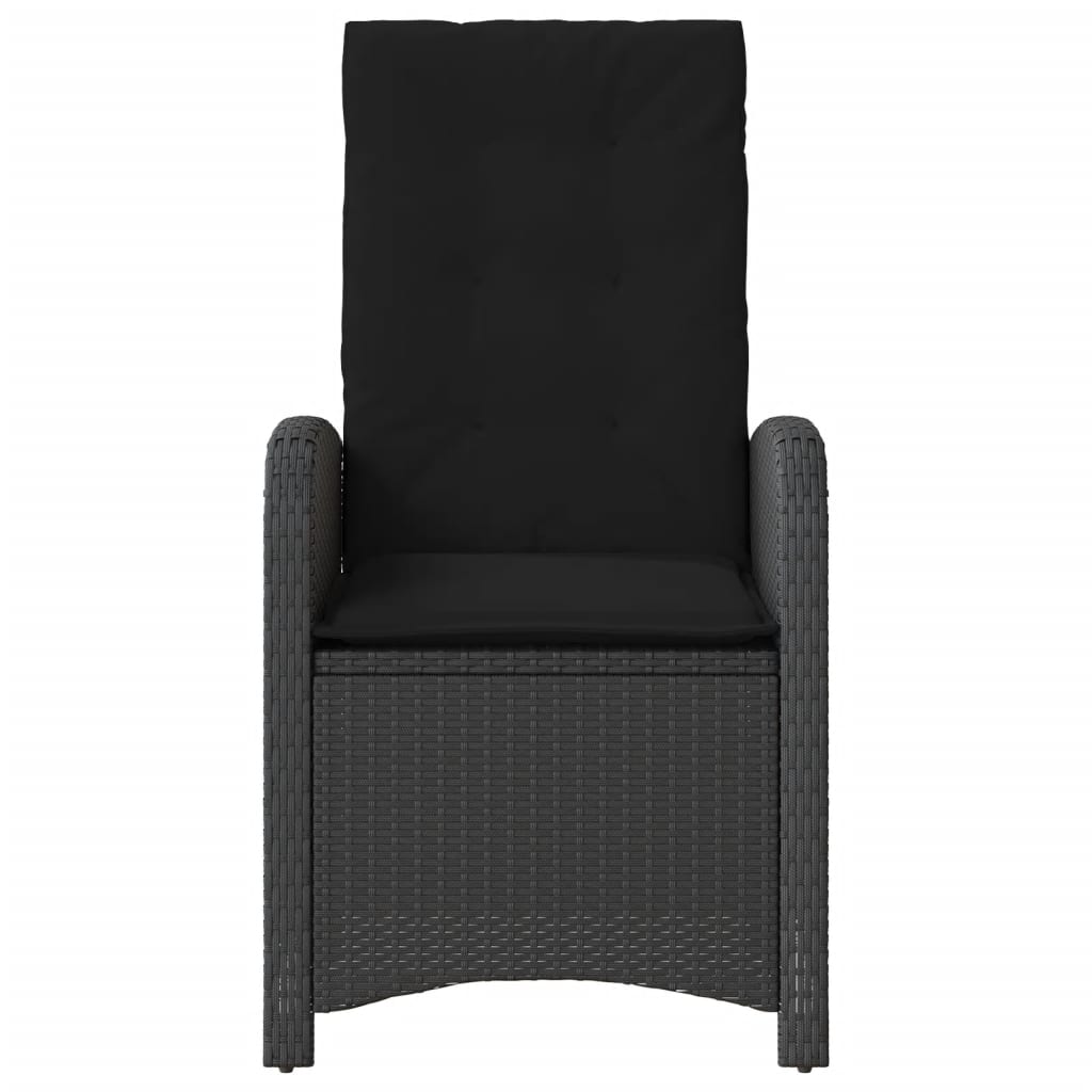 Tuinstoel verstelbaar met kussens poly rattan zwart is nu te koop bij PeponiXL, paradijselijk wonen!