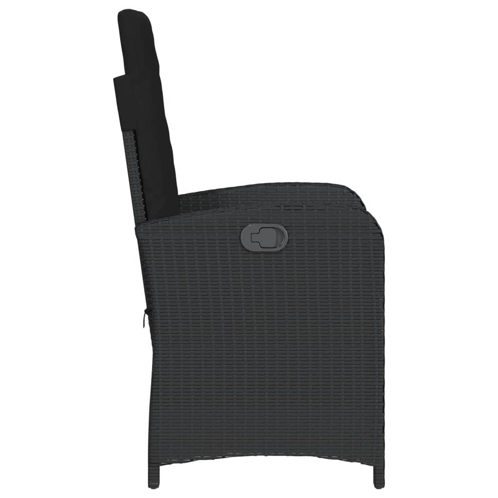 Tuinstoel verstelbaar met kussens poly rattan zwart is nu te koop bij PeponiXL, paradijselijk wonen!