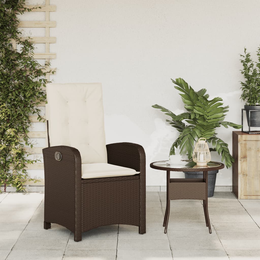 Tuinstoel verstelbaar met kussens poly rattan bruin is nu te koop bij PeponiXL, paradijselijk wonen!