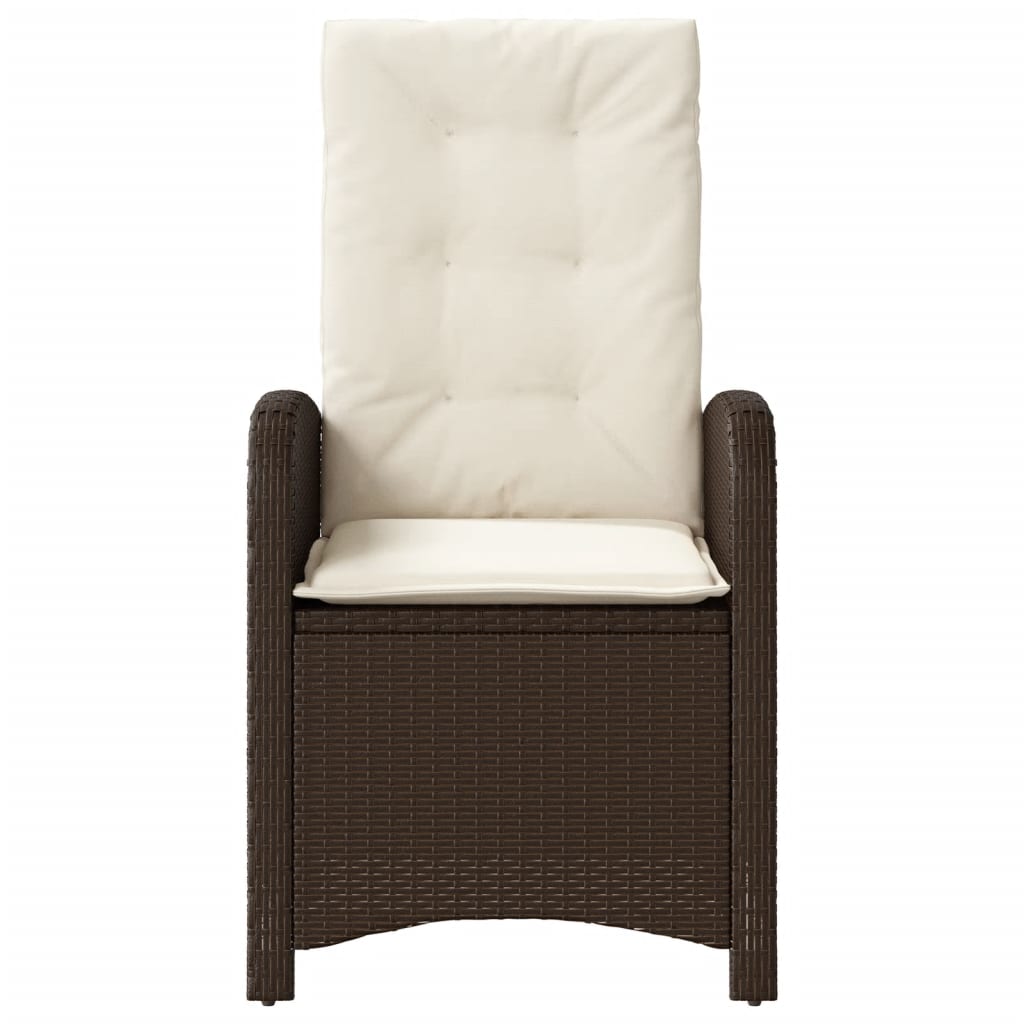 Tuinstoel verstelbaar met kussens poly rattan bruin is nu te koop bij PeponiXL, paradijselijk wonen!