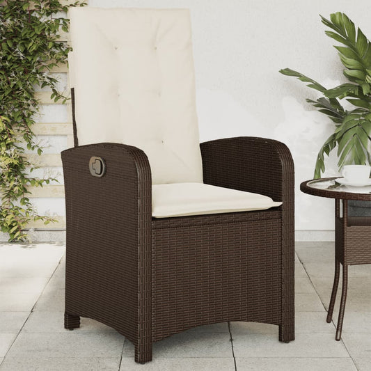 Tuinstoel verstelbaar met kussens poly rattan bruin is nu te koop bij PeponiXL, paradijselijk wonen!