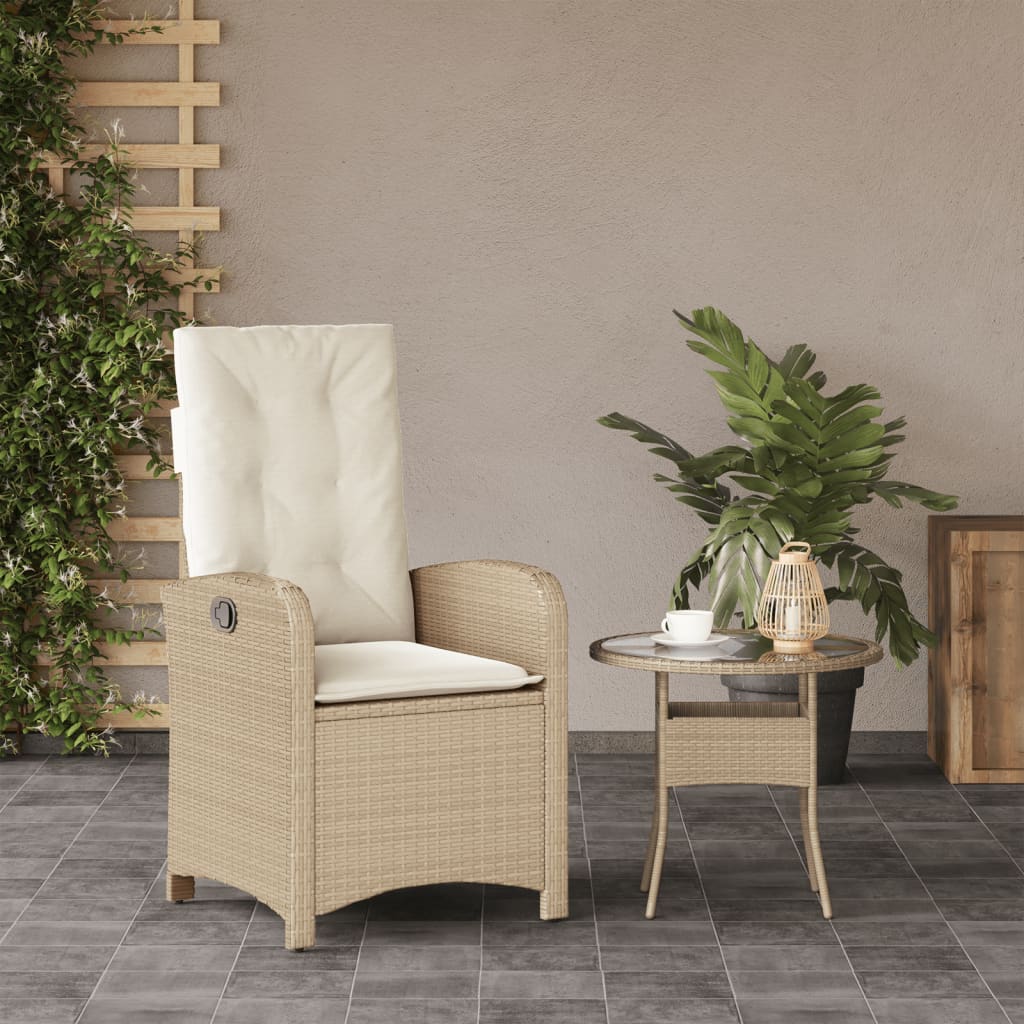 Tuinstoel verstelbaar met kussens poly rattan beige is nu te koop bij PeponiXL, paradijselijk wonen!