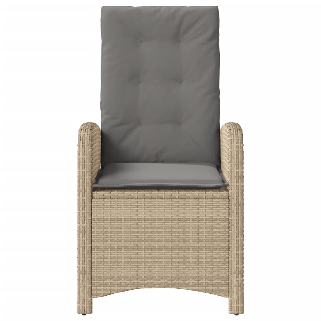 Tuinstoel verstelbaar met kussens poly rattan gemengd beige is nu te koop bij PeponiXL, paradijselijk wonen!
