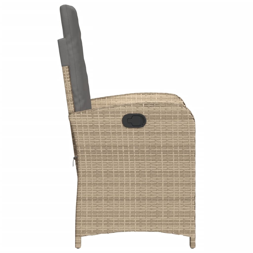 Tuinstoel verstelbaar met kussens poly rattan gemengd beige is nu te koop bij PeponiXL, paradijselijk wonen!