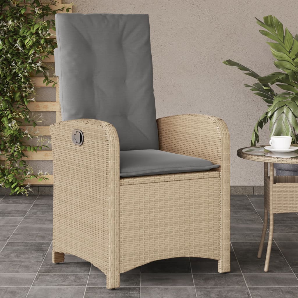 Tuinstoel verstelbaar met kussens poly rattan gemengd beige is nu te koop bij PeponiXL, paradijselijk wonen!