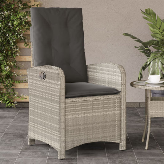 Tuinstoel verstelbaar met kussens poly rattan lichtgrijs is nu te koop bij PeponiXL, paradijselijk wonen!