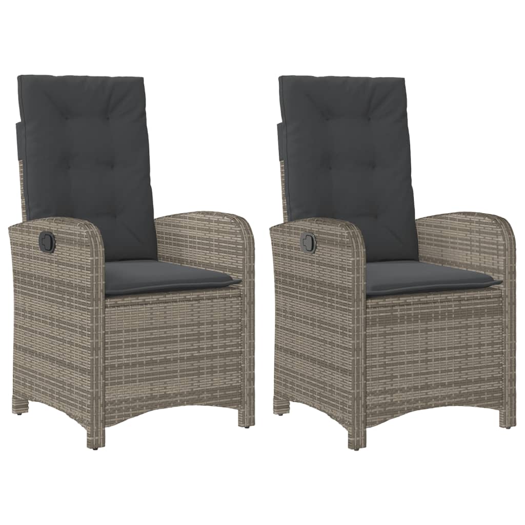 Tuinstoelen 2 st verstelbaar met kussens poly rattan grijs is nu te koop bij PeponiXL, paradijselijk wonen!