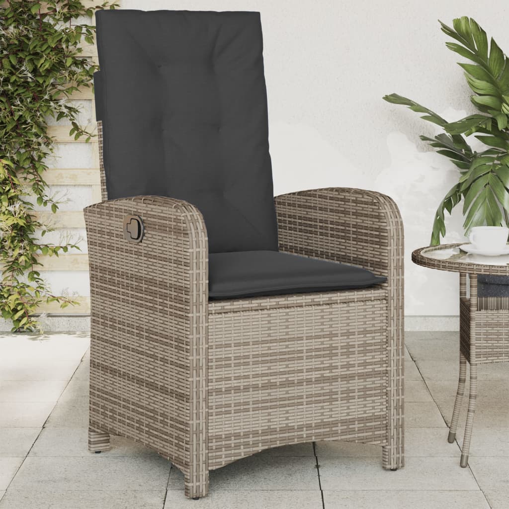 Tuinstoelen 2 st verstelbaar met kussens poly rattan grijs is nu te koop bij PeponiXL, paradijselijk wonen!