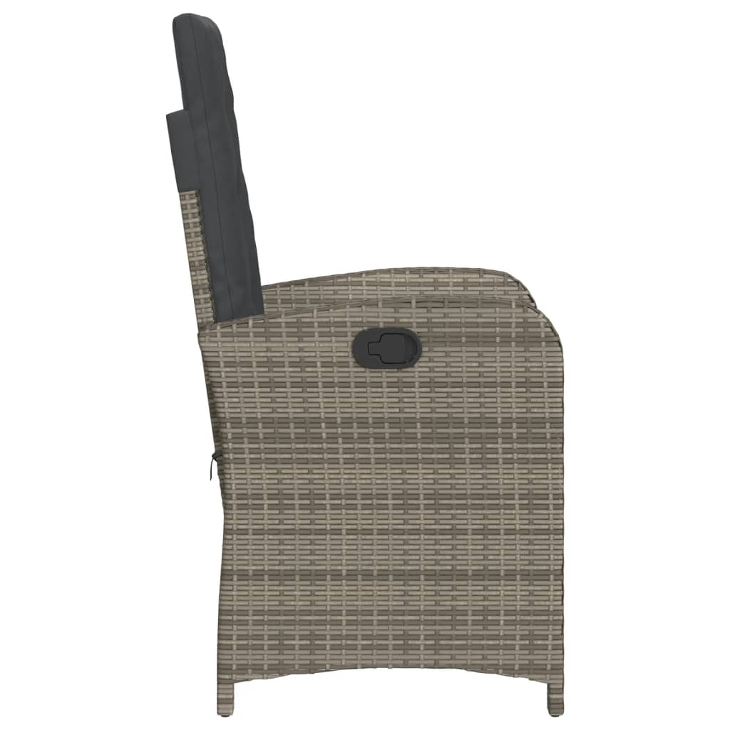 Tuinstoelen 2 st verstelbaar met kussens poly rattan grijs is nu te koop bij PeponiXL, paradijselijk wonen!