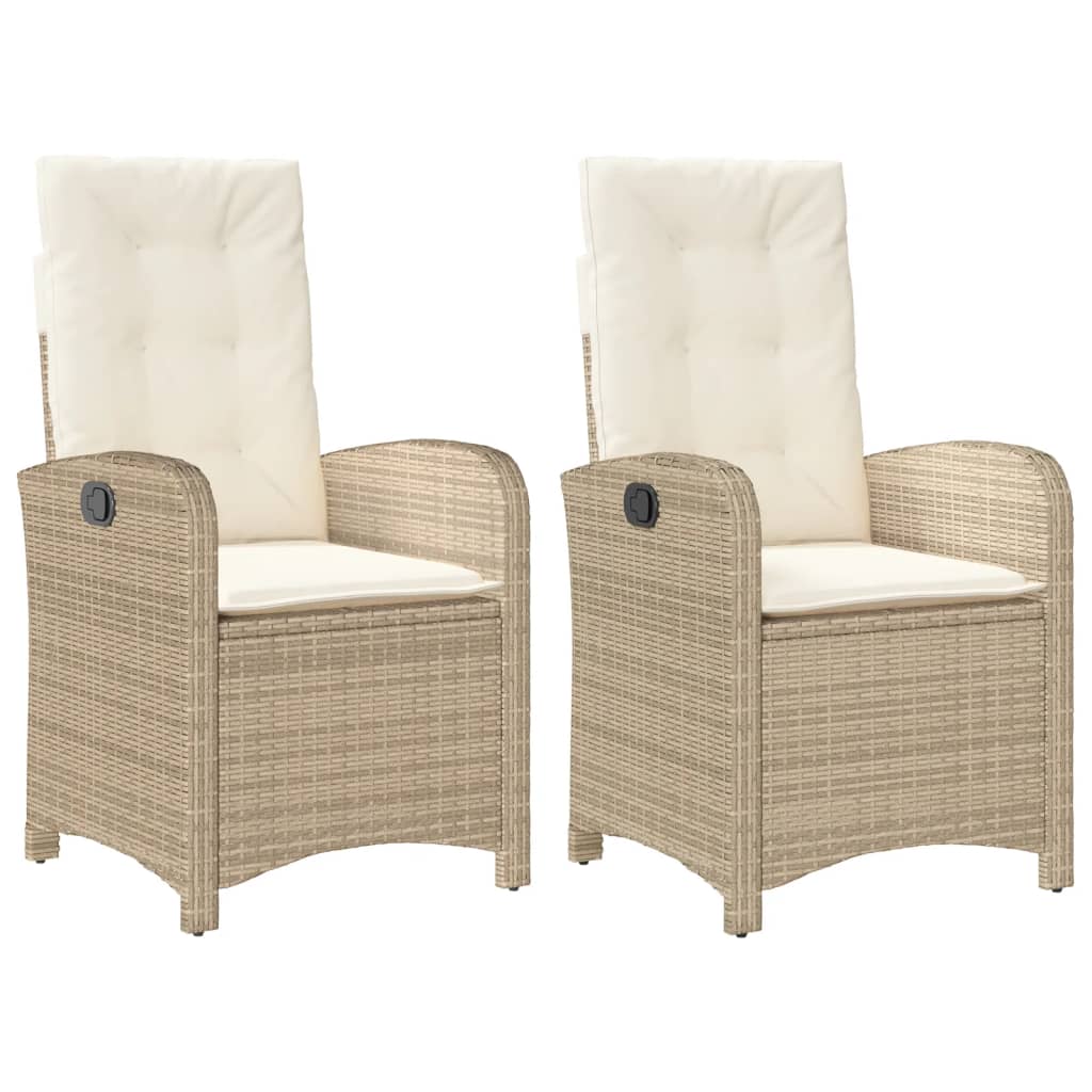 Tuinstoelen 2 st verstelbaar met kussens poly rattan beige is nu te koop bij PeponiXL, paradijselijk wonen!