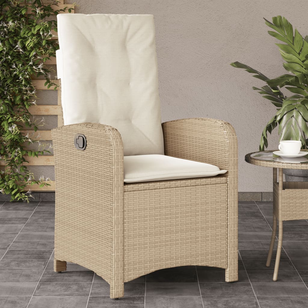 Tuinstoelen 2 st verstelbaar met kussens poly rattan beige is nu te koop bij PeponiXL, paradijselijk wonen!