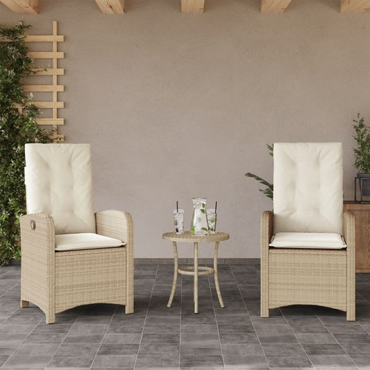 Tuinstoelen 2 st verstelbaar met kussens poly rattan beige is nu te koop bij PeponiXL, paradijselijk wonen!