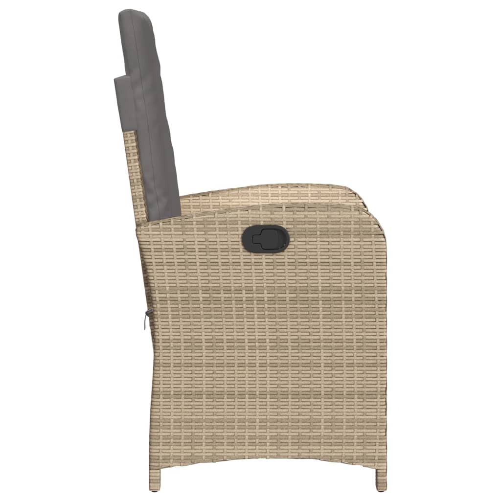 Tuinstoelen 2 st verstelbaar kussens poly rattan gemengd beige is nu te koop bij PeponiXL, paradijselijk wonen!