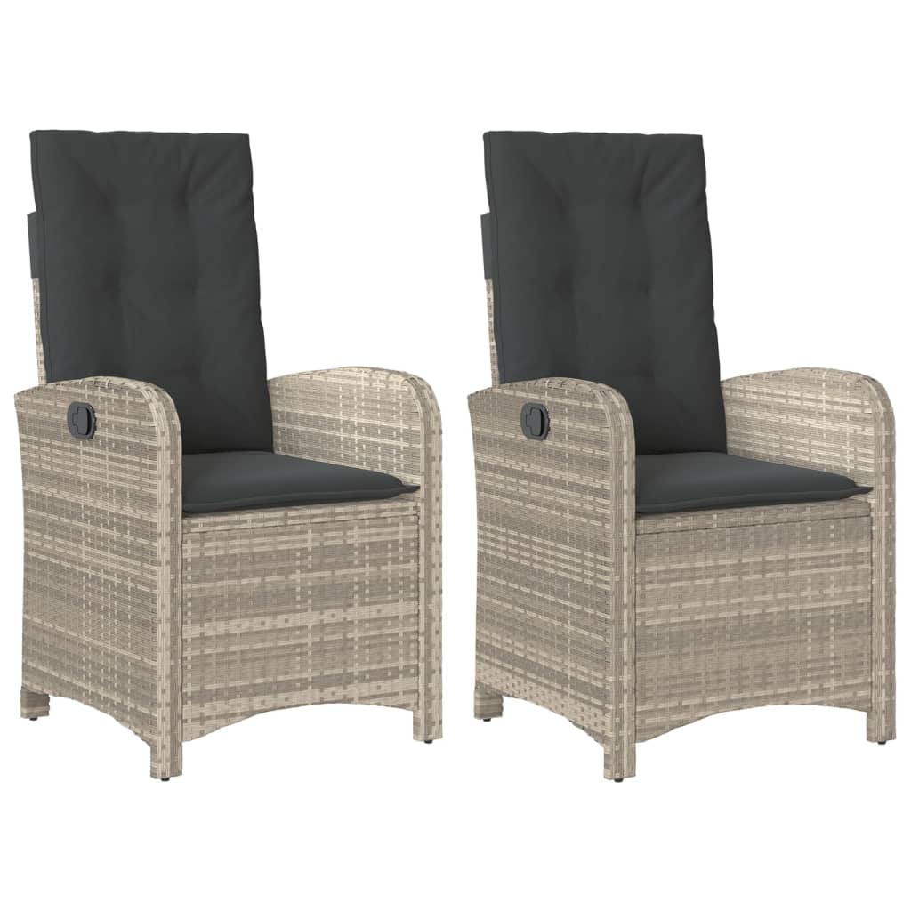Tuinstoelen 2 st verstelbaar met kussens poly rattan lichtgrijs is nu te koop bij PeponiXL, paradijselijk wonen!