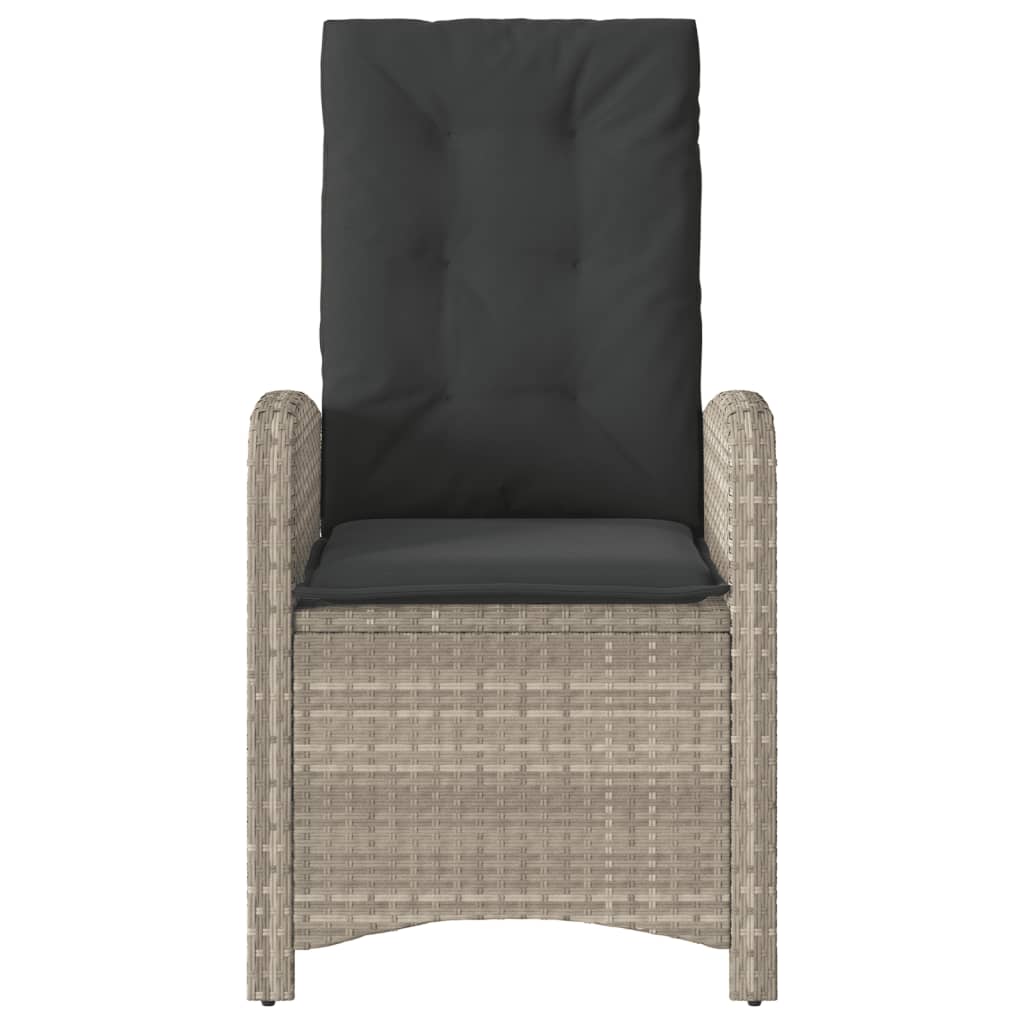 Tuinstoelen 2 st verstelbaar met kussens poly rattan lichtgrijs is nu te koop bij PeponiXL, paradijselijk wonen!