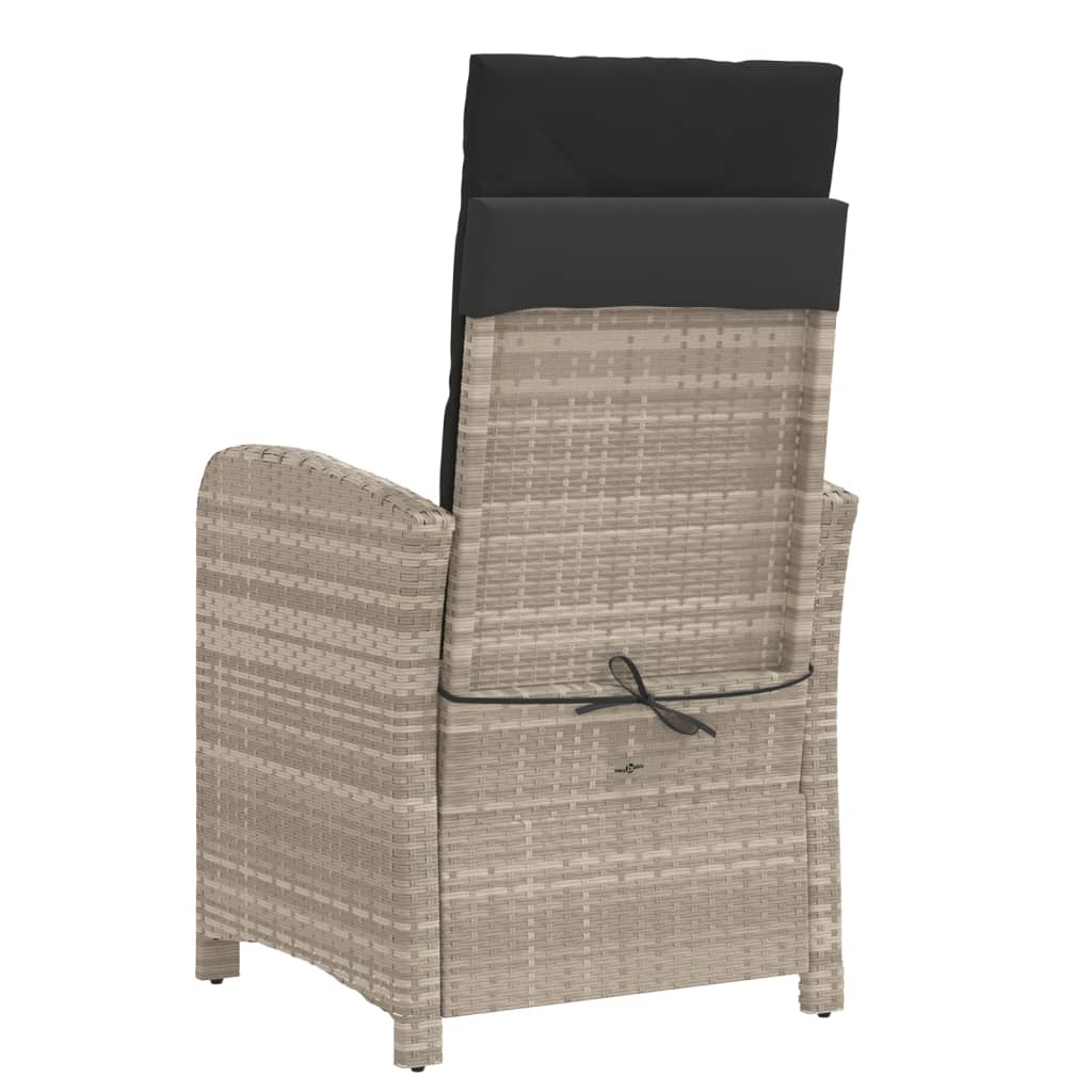 Tuinstoelen 2 st verstelbaar met kussens poly rattan lichtgrijs is nu te koop bij PeponiXL, paradijselijk wonen!