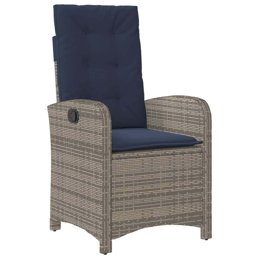 Tuinstoelen 2 st verstelbaar met kussens poly rattan grijs is nu te koop bij PeponiXL, paradijselijk wonen!