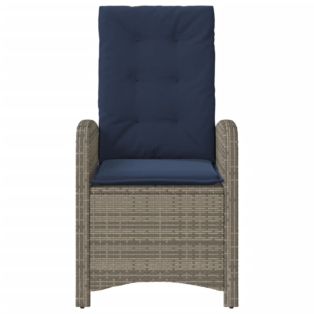 Tuinstoelen 2 st verstelbaar met kussens poly rattan grijs is nu te koop bij PeponiXL, paradijselijk wonen!