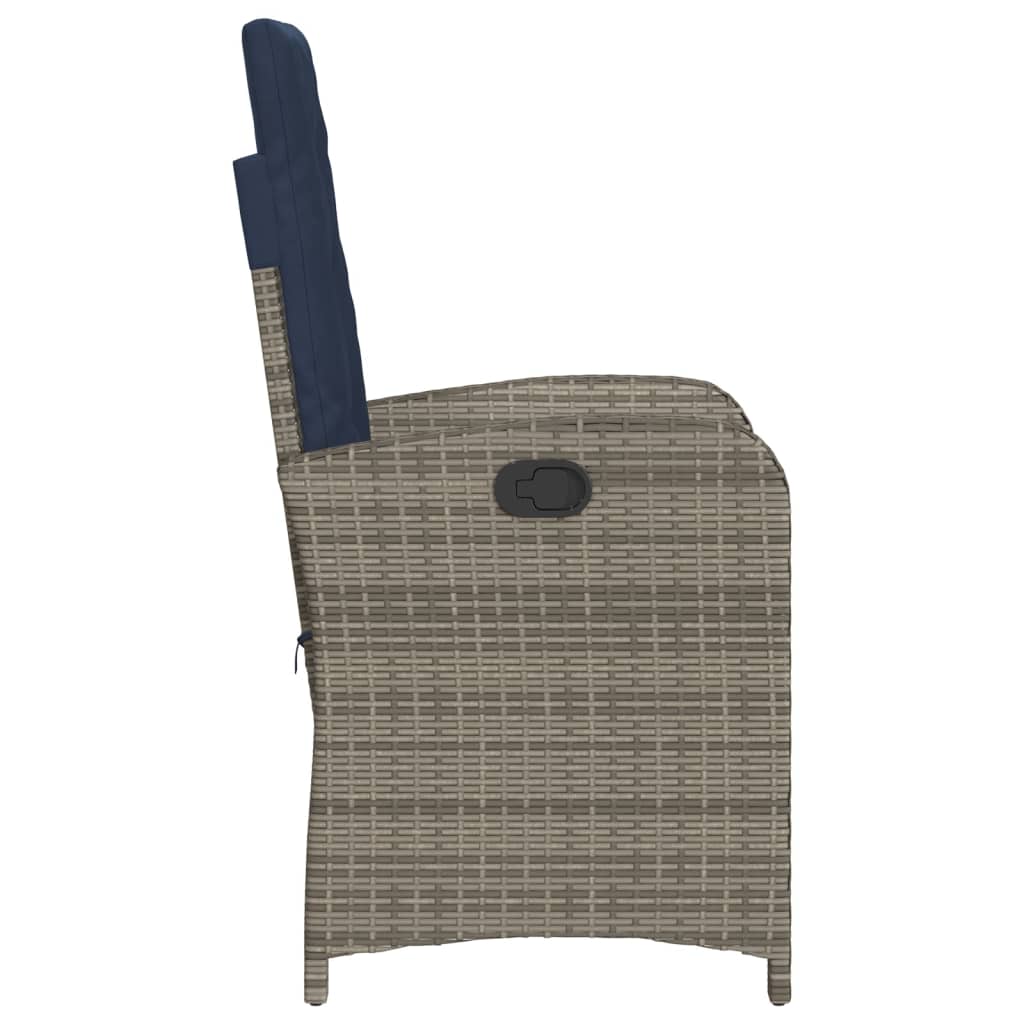 Tuinstoelen 2 st verstelbaar met kussens poly rattan grijs is nu te koop bij PeponiXL, paradijselijk wonen!