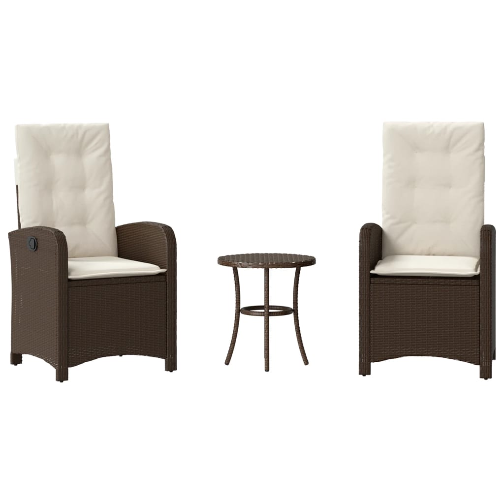 3-delige Bistroset met kussens poly rattan bruin is nu te koop bij PeponiXL, paradijselijk wonen!