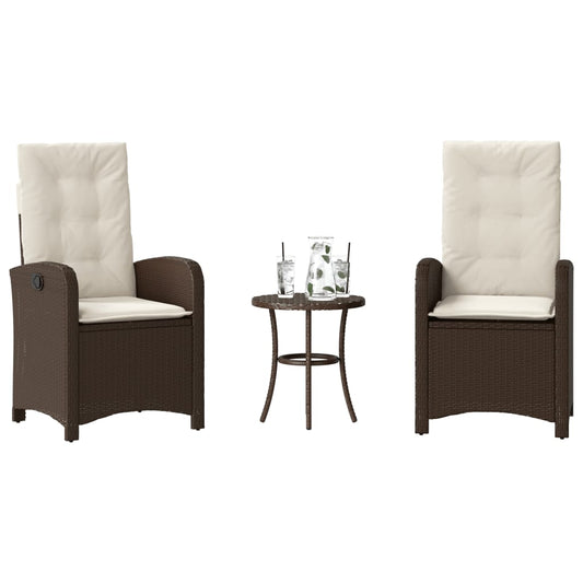 3-delige Bistroset met kussens poly rattan bruin is nu te koop bij PeponiXL, paradijselijk wonen!