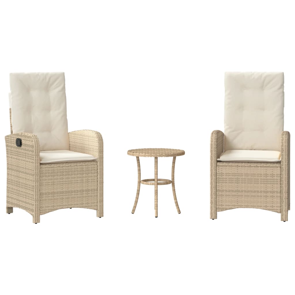 3-delige Bistroset met kussens poly rattan beige is nu te koop bij PeponiXL, paradijselijk wonen!
