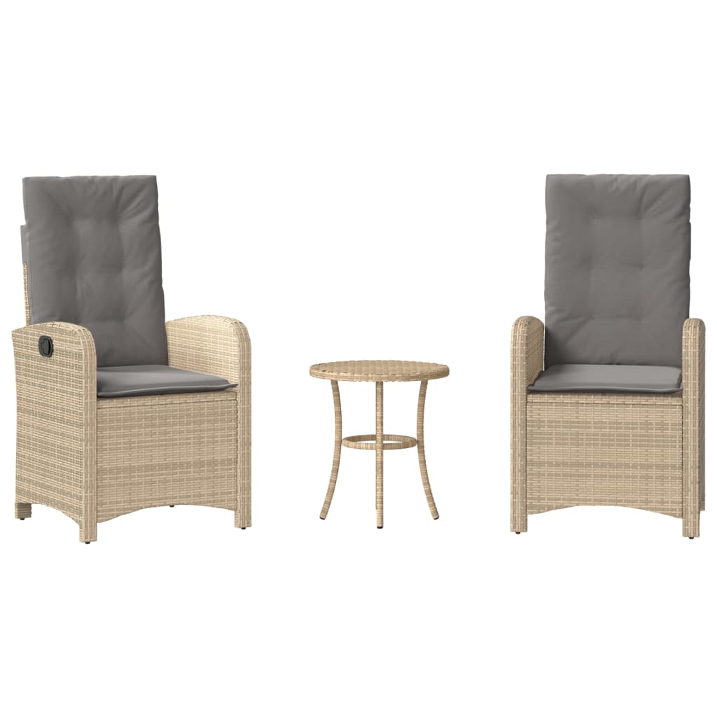 3-delige Bistroset met kussens poly rattan gemengd beige is nu te koop bij PeponiXL, paradijselijk wonen!
