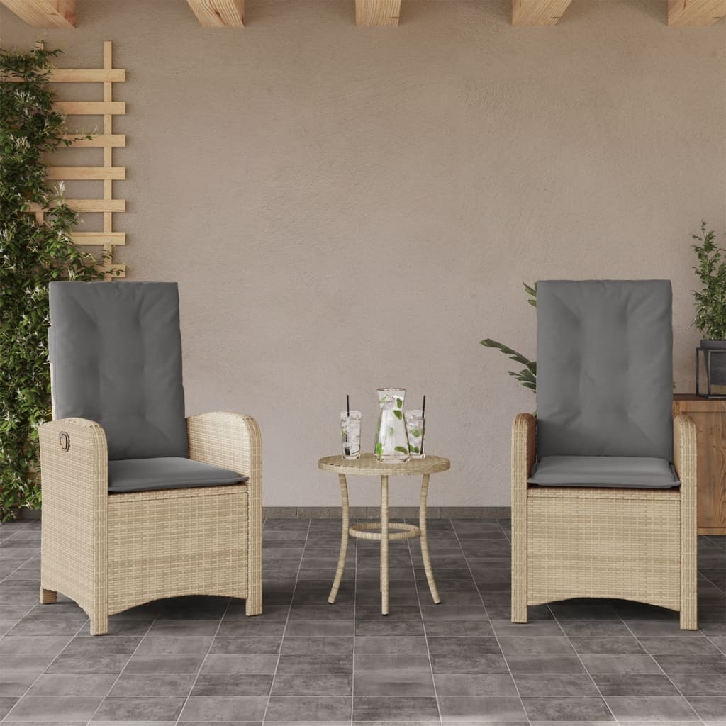 3-delige Bistroset met kussens poly rattan gemengd beige is nu te koop bij PeponiXL, paradijselijk wonen!