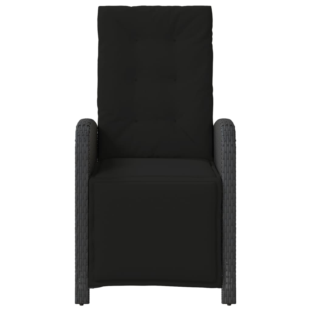 Tuinstoel verstelbaar met voetensteun poly rattan zwart is nu te koop bij PeponiXL, paradijselijk wonen!