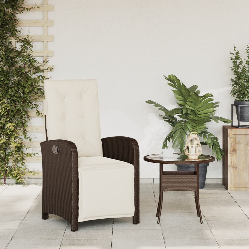 Tuinstoel verstelbaar met voetensteun poly rattan bruin is nu te koop bij PeponiXL, paradijselijk wonen!