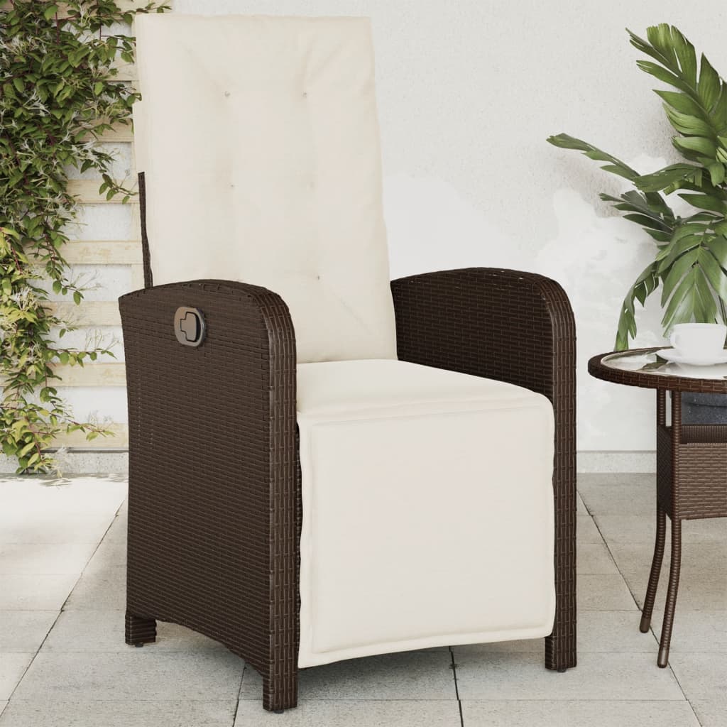 Tuinstoel verstelbaar met voetensteun poly rattan bruin is nu te koop bij PeponiXL, paradijselijk wonen!