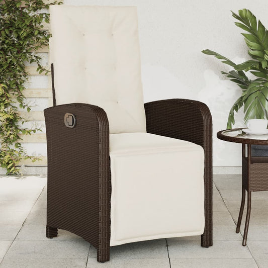 Tuinstoel verstelbaar met voetensteun poly rattan bruin is nu te koop bij PeponiXL, paradijselijk wonen!