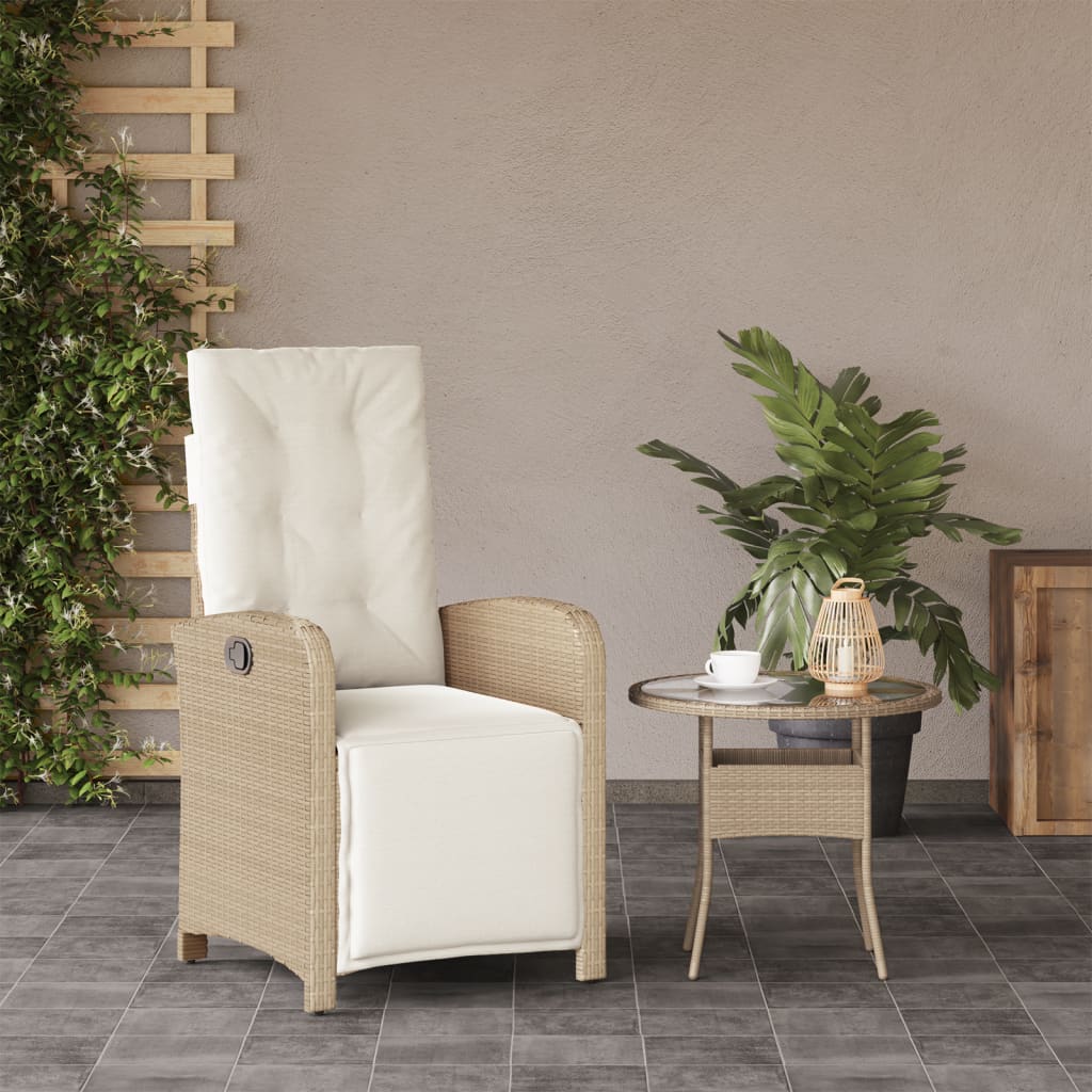 Tuinstoel verstelbaar met voetensteun poly rattan beige is nu te koop bij PeponiXL, paradijselijk wonen!