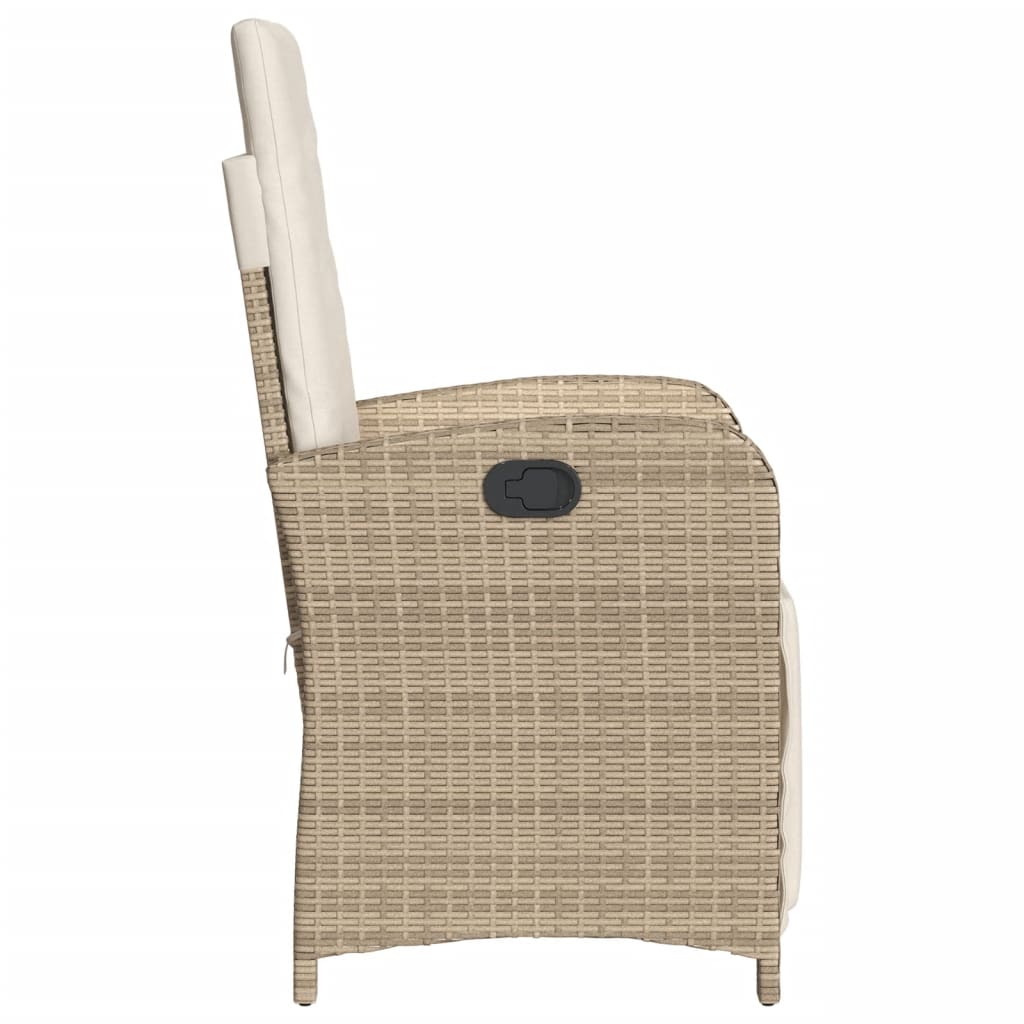 Tuinstoel verstelbaar met voetensteun poly rattan beige is nu te koop bij PeponiXL, paradijselijk wonen!