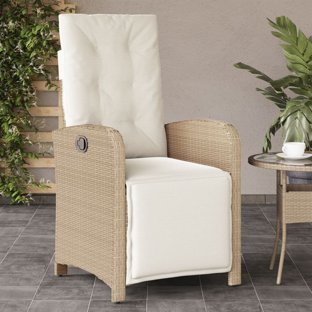 Tuinstoel verstelbaar met voetensteun poly rattan beige is nu te koop bij PeponiXL, paradijselijk wonen!