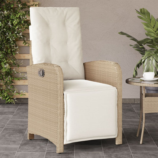 Tuinstoel verstelbaar met voetensteun poly rattan beige is nu te koop bij PeponiXL, paradijselijk wonen!