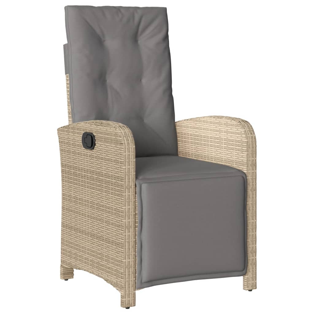 Tuinstoel verstelbaar met voetensteun poly rattan gemengd beige is nu te koop bij PeponiXL, paradijselijk wonen!