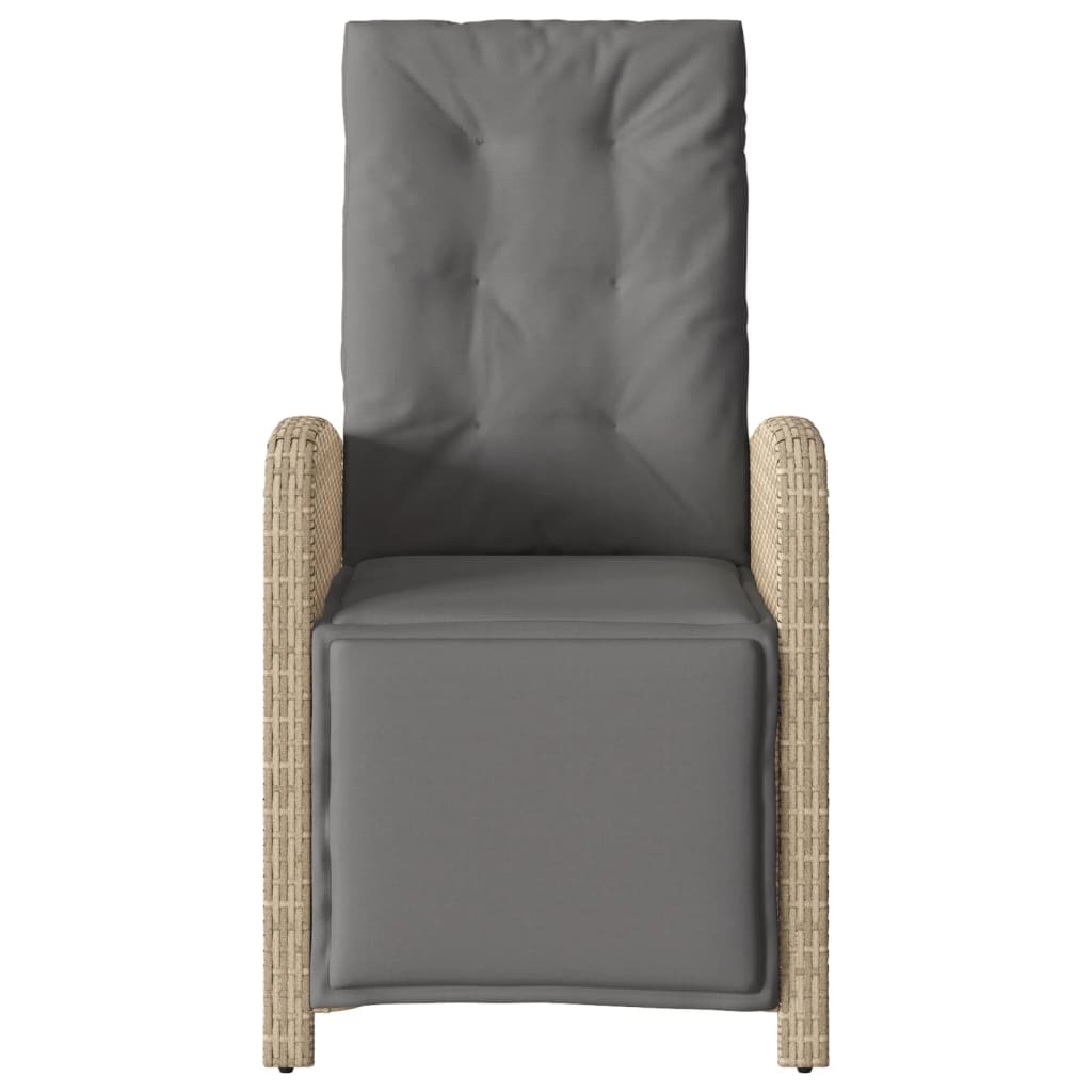 Tuinstoel verstelbaar met voetensteun poly rattan gemengd beige is nu te koop bij PeponiXL, paradijselijk wonen!