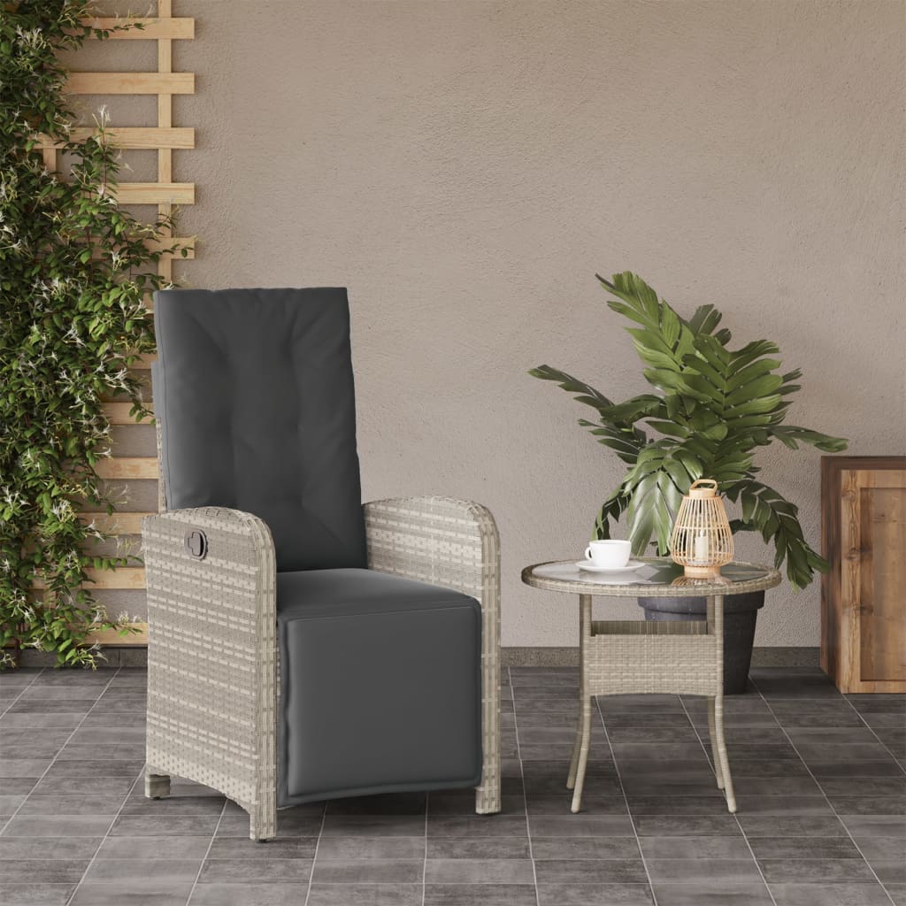 Tuinstoel verstelbaar met voetensteun poly rattan lichtgrijs is nu te koop bij PeponiXL, paradijselijk wonen!