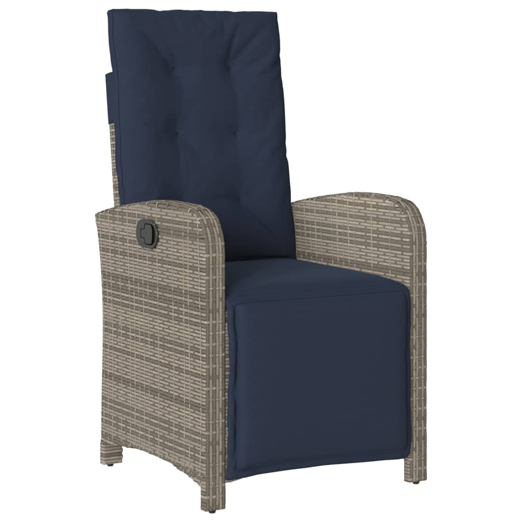 Tuinstoel verstelbaar met voetensteun poly rattan grijs is nu te koop bij PeponiXL, paradijselijk wonen!