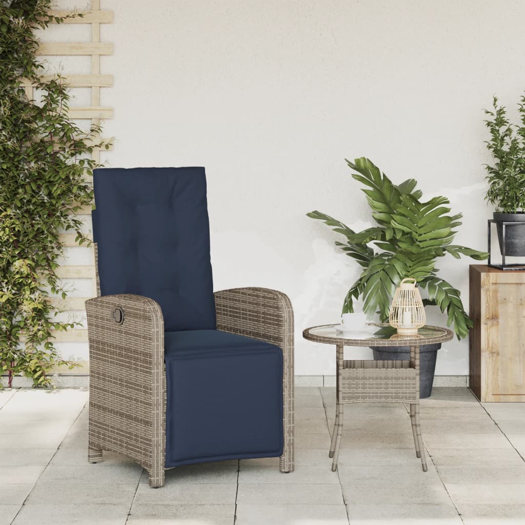 Tuinstoel verstelbaar met voetensteun poly rattan grijs is nu te koop bij PeponiXL, paradijselijk wonen!