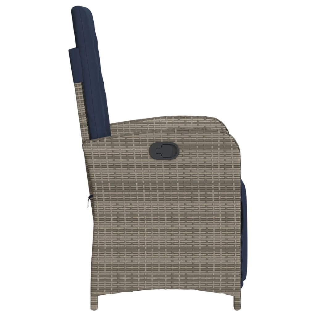 Tuinstoel verstelbaar met voetensteun poly rattan grijs is nu te koop bij PeponiXL, paradijselijk wonen!