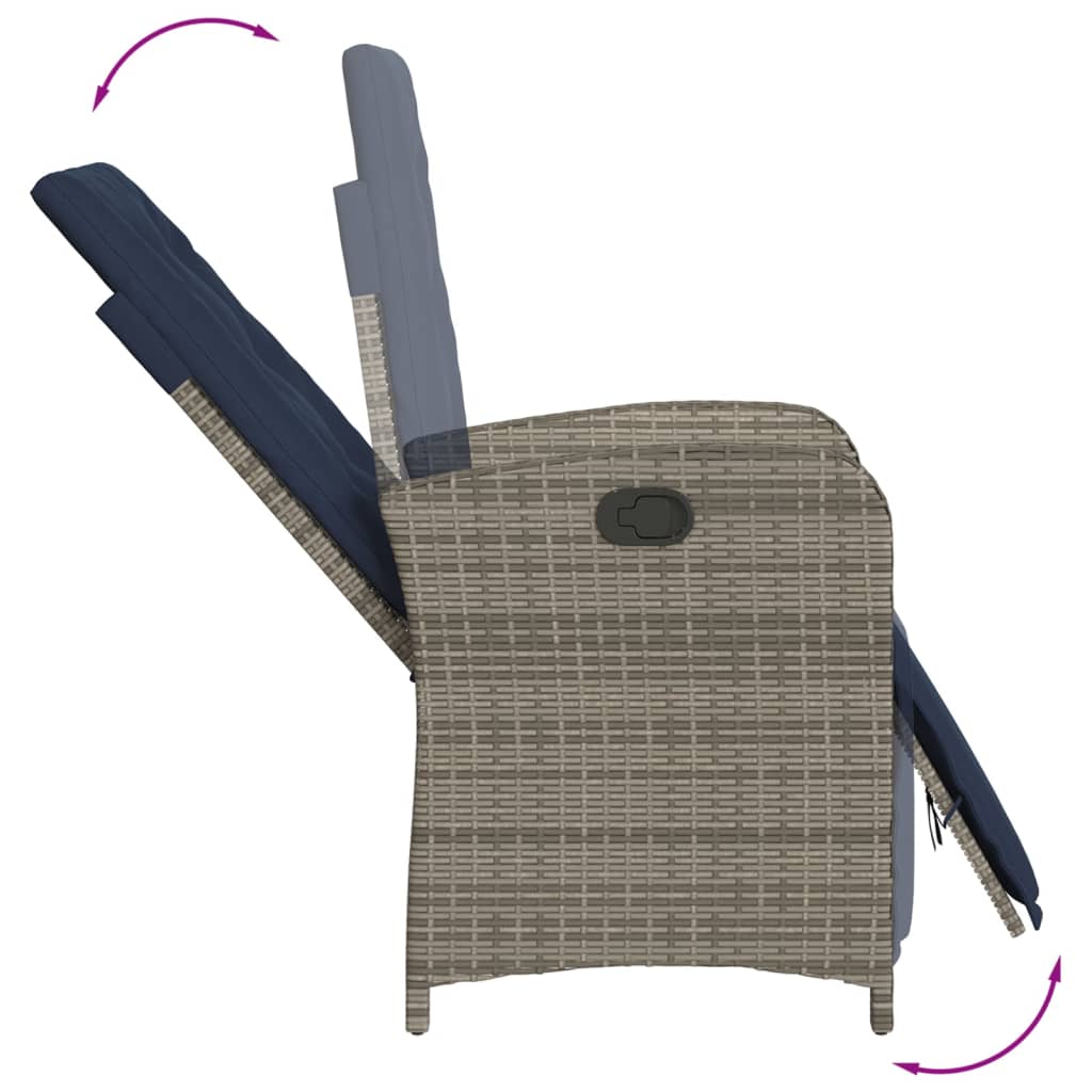 Tuinstoel verstelbaar met voetensteun poly rattan grijs is nu te koop bij PeponiXL, paradijselijk wonen!