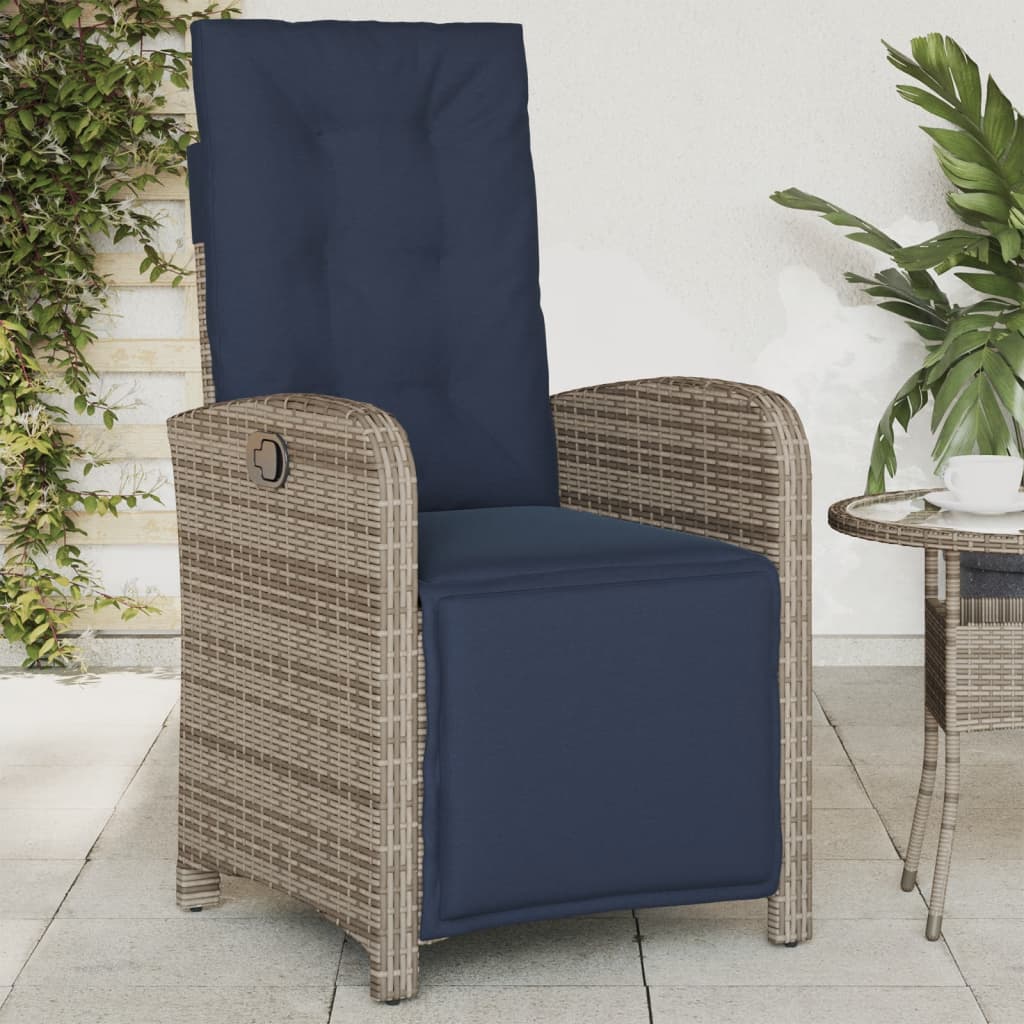 Tuinstoel verstelbaar met voetensteun poly rattan grijs is nu te koop bij PeponiXL, paradijselijk wonen!