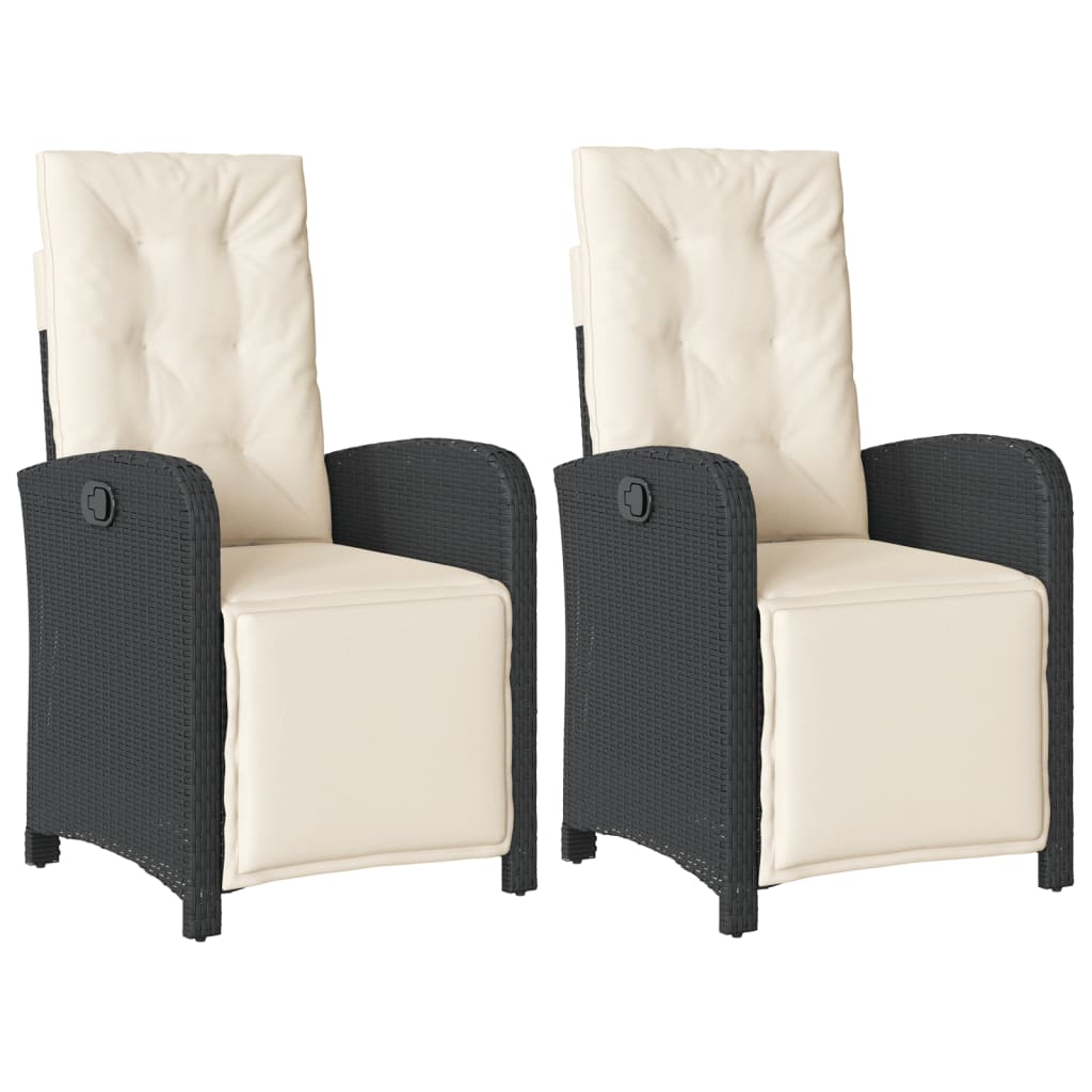Tuinstoelen 2 st verstelbaar met voetensteun poly rattan zwart is nu te koop bij PeponiXL, paradijselijk wonen!