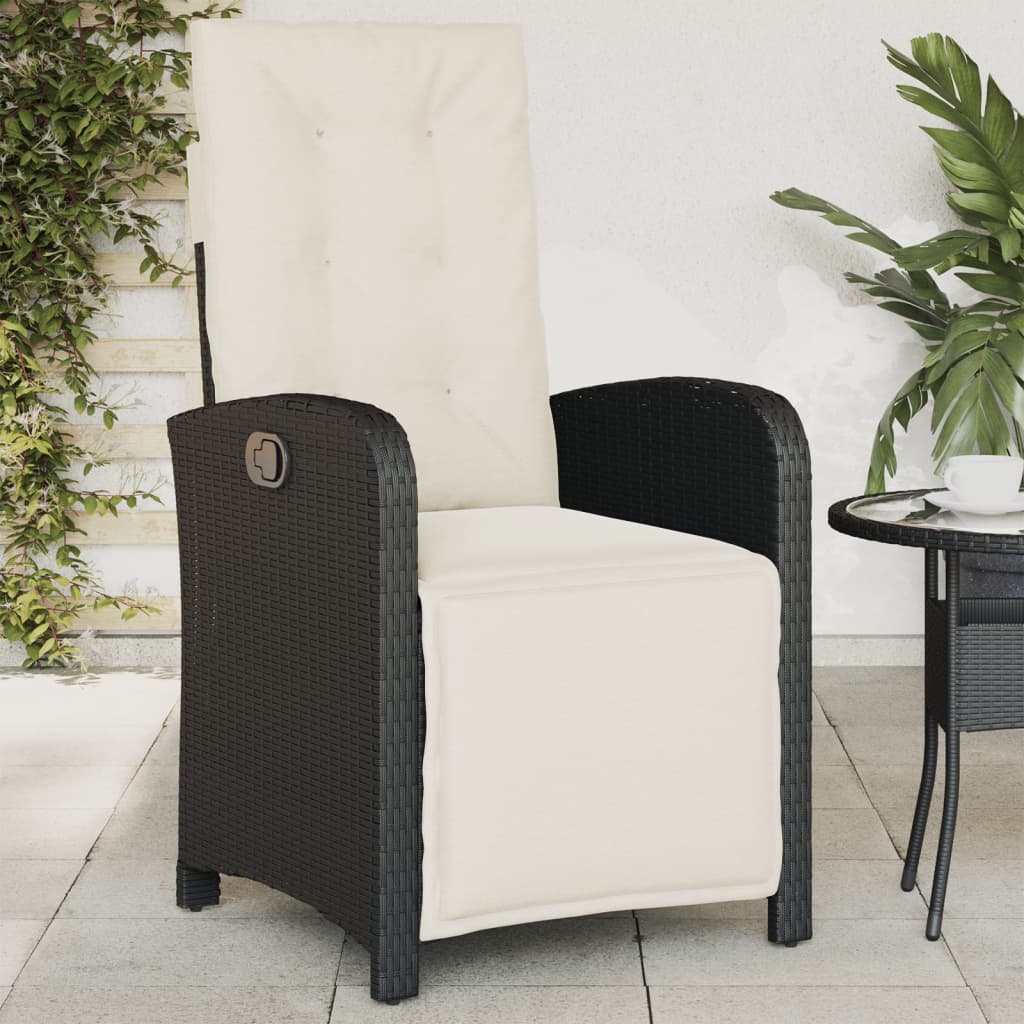 Tuinstoelen 2 st verstelbaar met voetensteun poly rattan zwart is nu te koop bij PeponiXL, paradijselijk wonen!