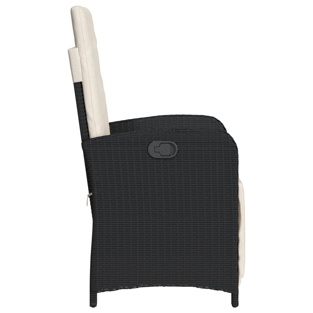 Tuinstoelen 2 st verstelbaar met voetensteun poly rattan zwart is nu te koop bij PeponiXL, paradijselijk wonen!