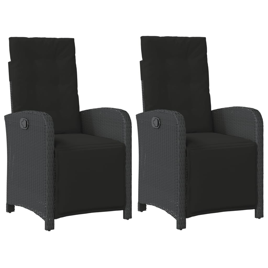 Tuinstoelen 2 st verstelbaar met voetensteun poly rattan zwart is nu te koop bij PeponiXL, paradijselijk wonen!
