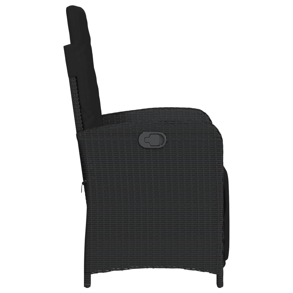 Tuinstoelen 2 st verstelbaar met voetensteun poly rattan zwart is nu te koop bij PeponiXL, paradijselijk wonen!